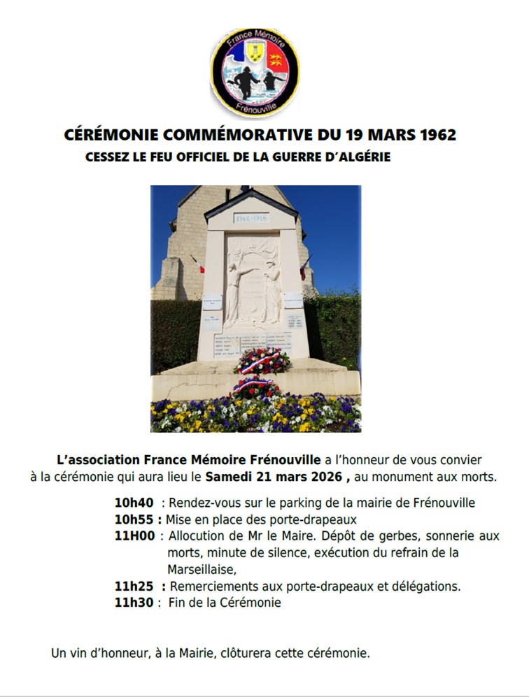 Cérémonie commémorative du 19 mars 1962 Cessez le Feu officiel de la guerre d’Algérie